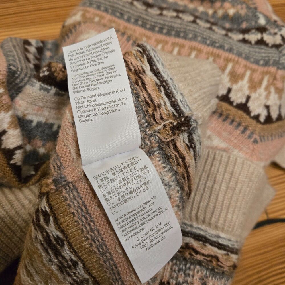 J. Crew Fair Isle Sweater Size M Lambswool Blend Eclectic Grandpa Cozy Celestial - Picture 10 of 11